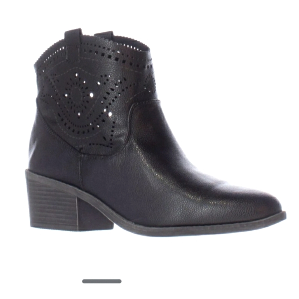 Womens Fergalicious Winchester Western Cutout Ankle Booties - Black